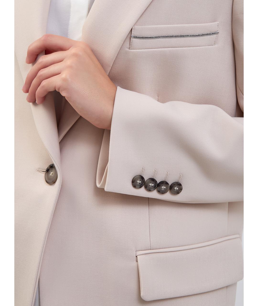 PESERICO Бежевый полиэстеровый жакет/пиджак, фото 5