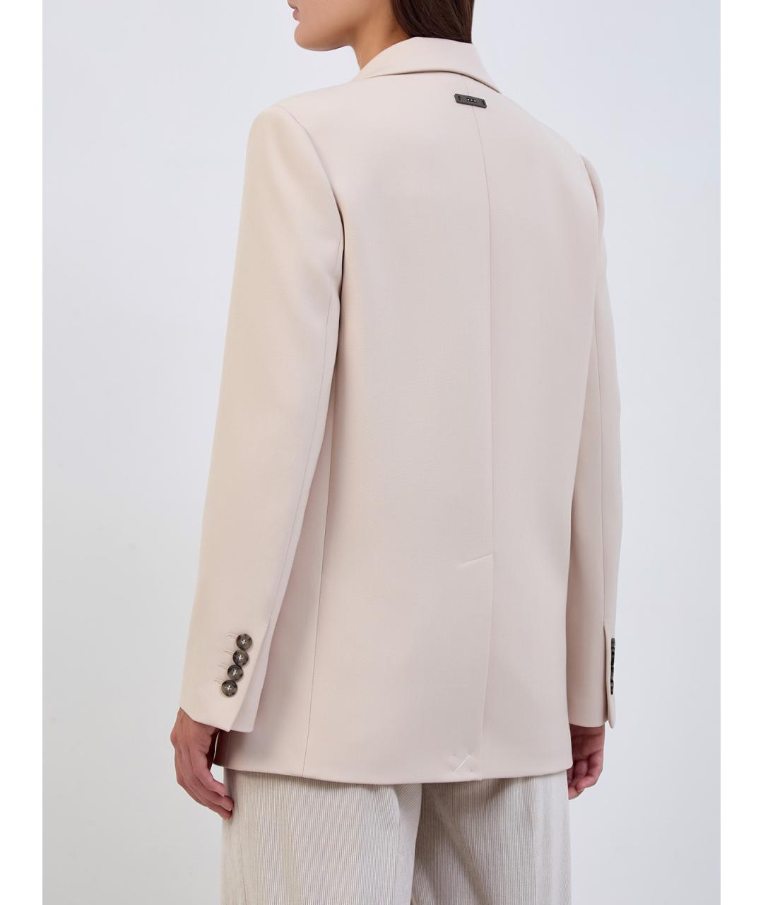 PESERICO Бежевый полиэстеровый жакет/пиджак, фото 4