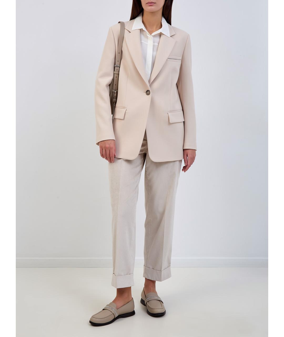 PESERICO Бежевый полиэстеровый жакет/пиджак, фото 2