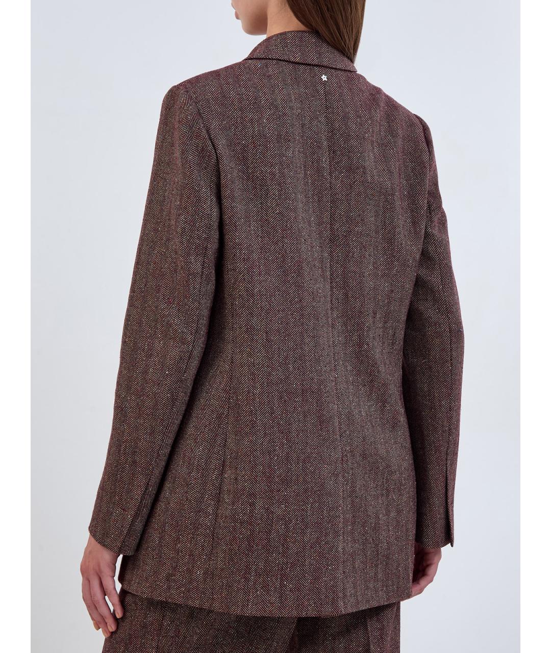 LORENA ANTONIAZZI Бордовый шерстяной жакет/пиджак, фото 4