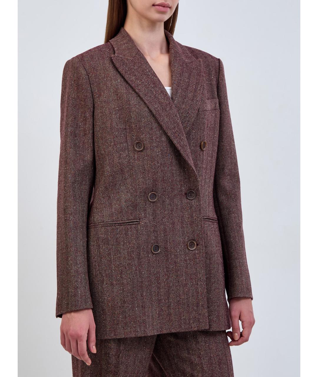 LORENA ANTONIAZZI Бордовый шерстяной жакет/пиджак, фото 3