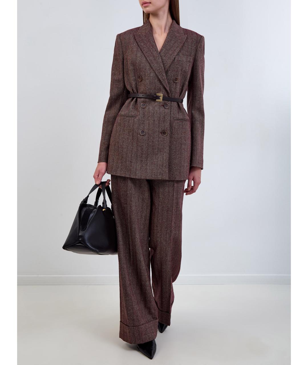 LORENA ANTONIAZZI Бордовый шерстяной жакет/пиджак, фото 2