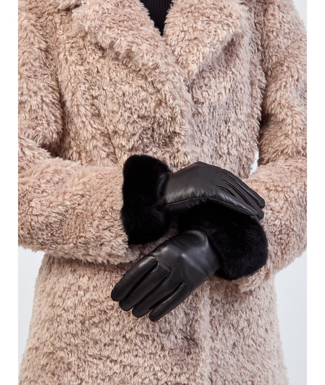 ELEVENTY Черные кожаные перчатки, фото 2