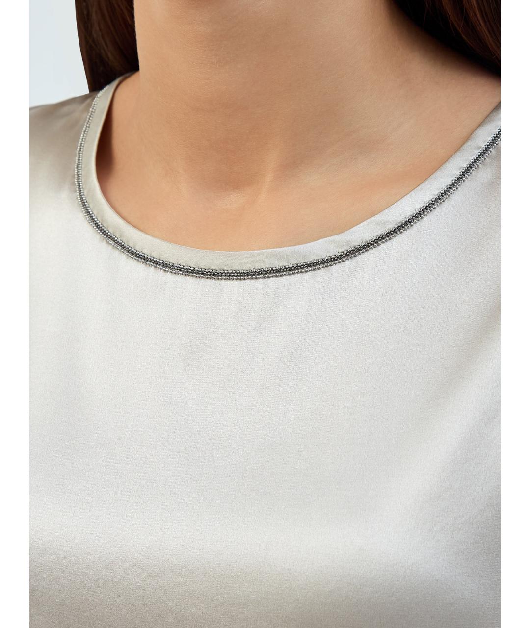 PESERICO Зеленая шелковая блузы, фото 3