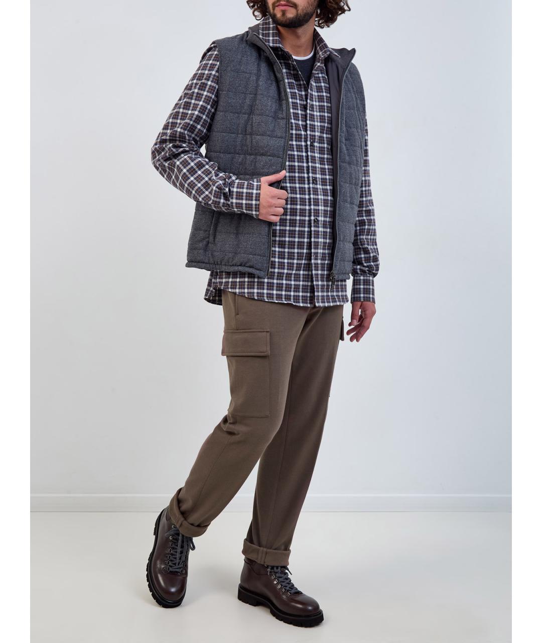 PESERICO Коричневые хлопковые повседневные брюки, фото 2