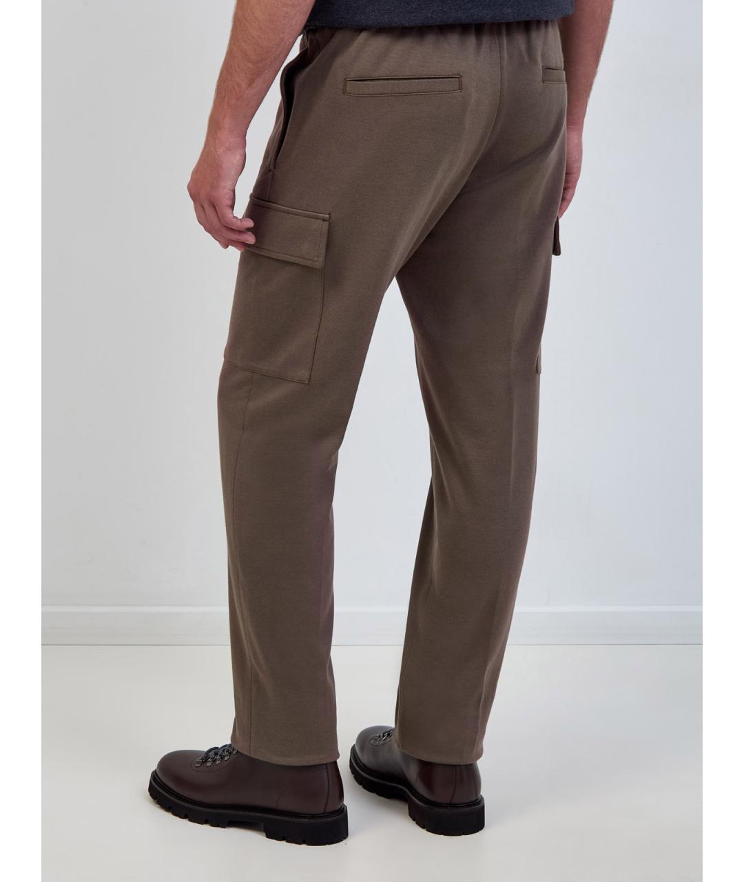 PESERICO Коричневые хлопковые повседневные брюки, фото 4