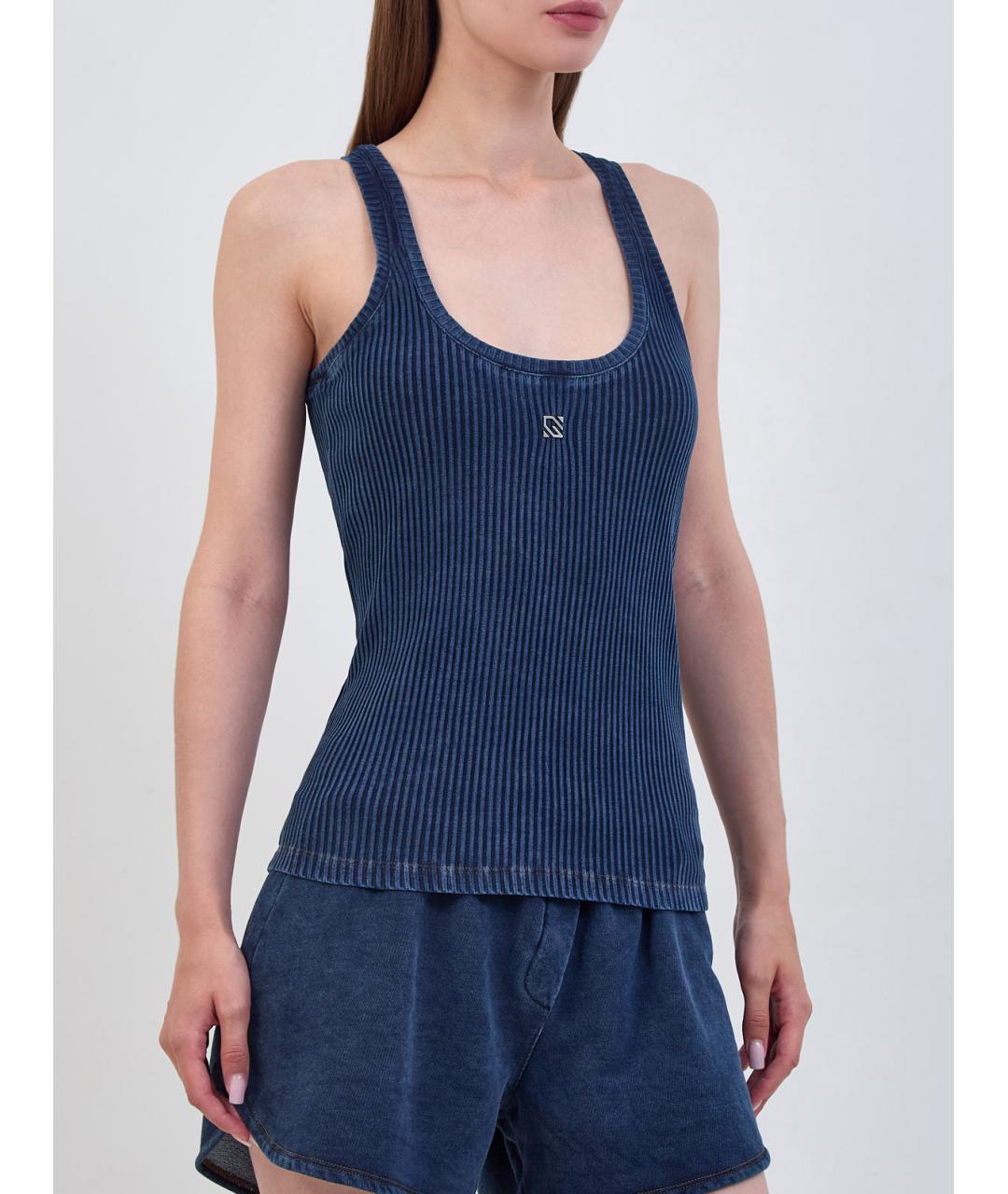 GIUSEPPE DI MORABITO Темно-синяя хлопковая майка, фото 3