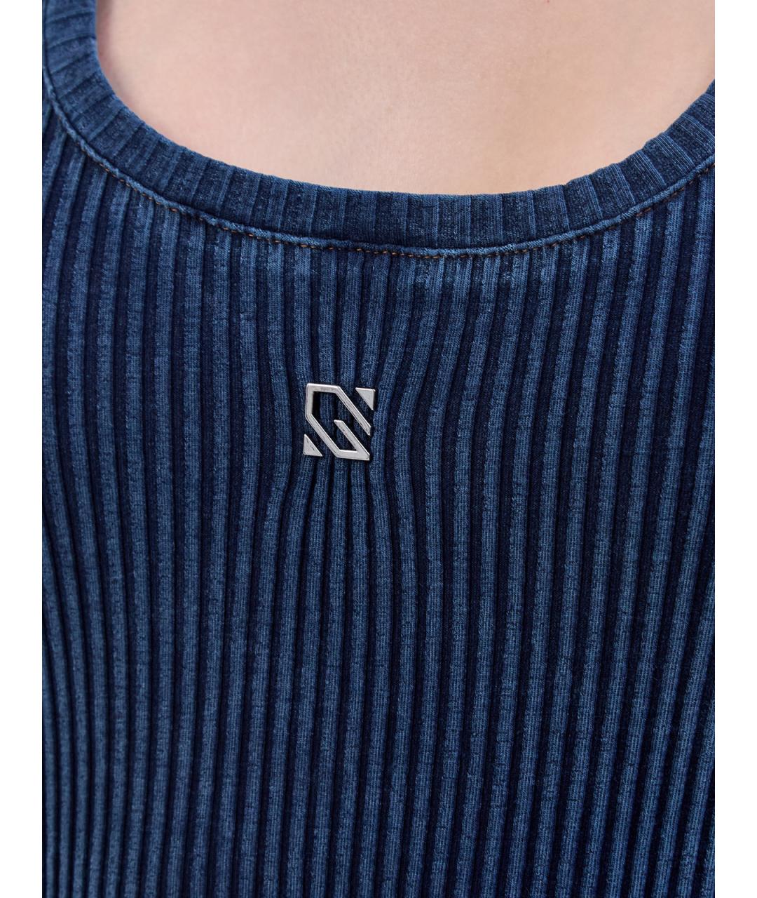 GIUSEPPE DI MORABITO Темно-синяя хлопковая майка, фото 5