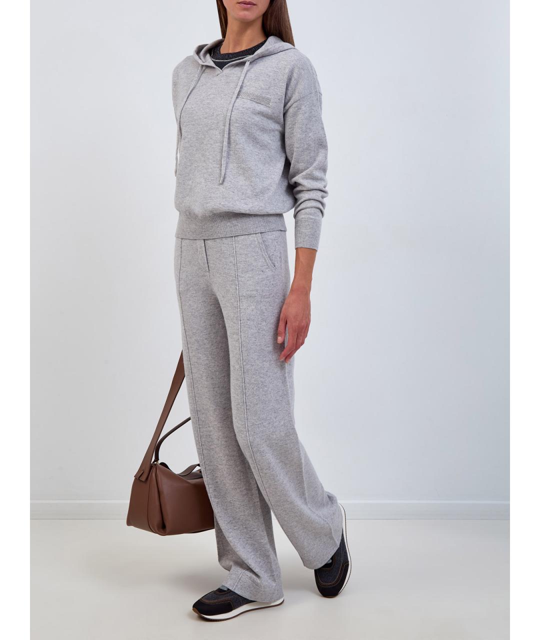 PESERICO Серые шерстяные брюки широкие, фото 2