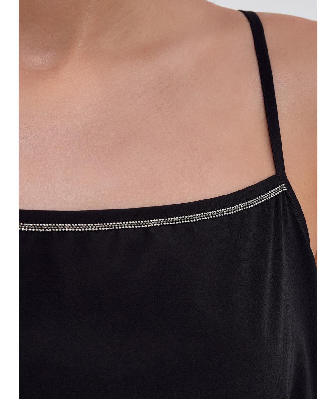 PESERICO Черная шелковая майка, фото 3