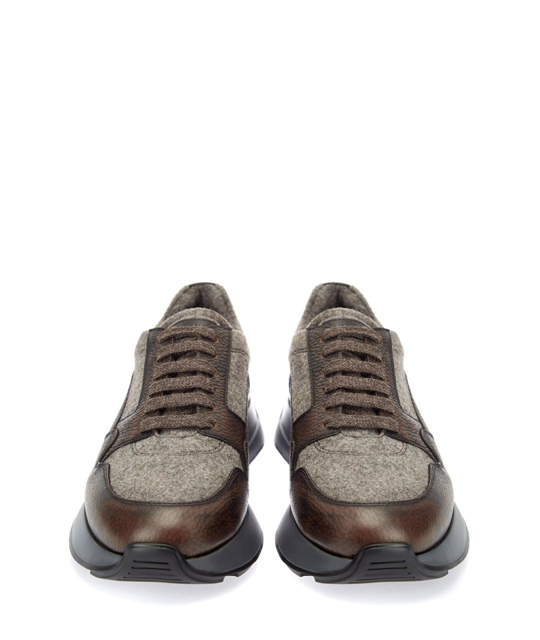 BARRETT Коричневые кожаные низкие кроссовки / кеды, фото 6