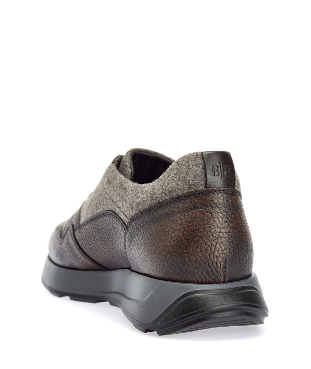 BARRETT Коричневые кожаные низкие кроссовки / кеды, фото 4