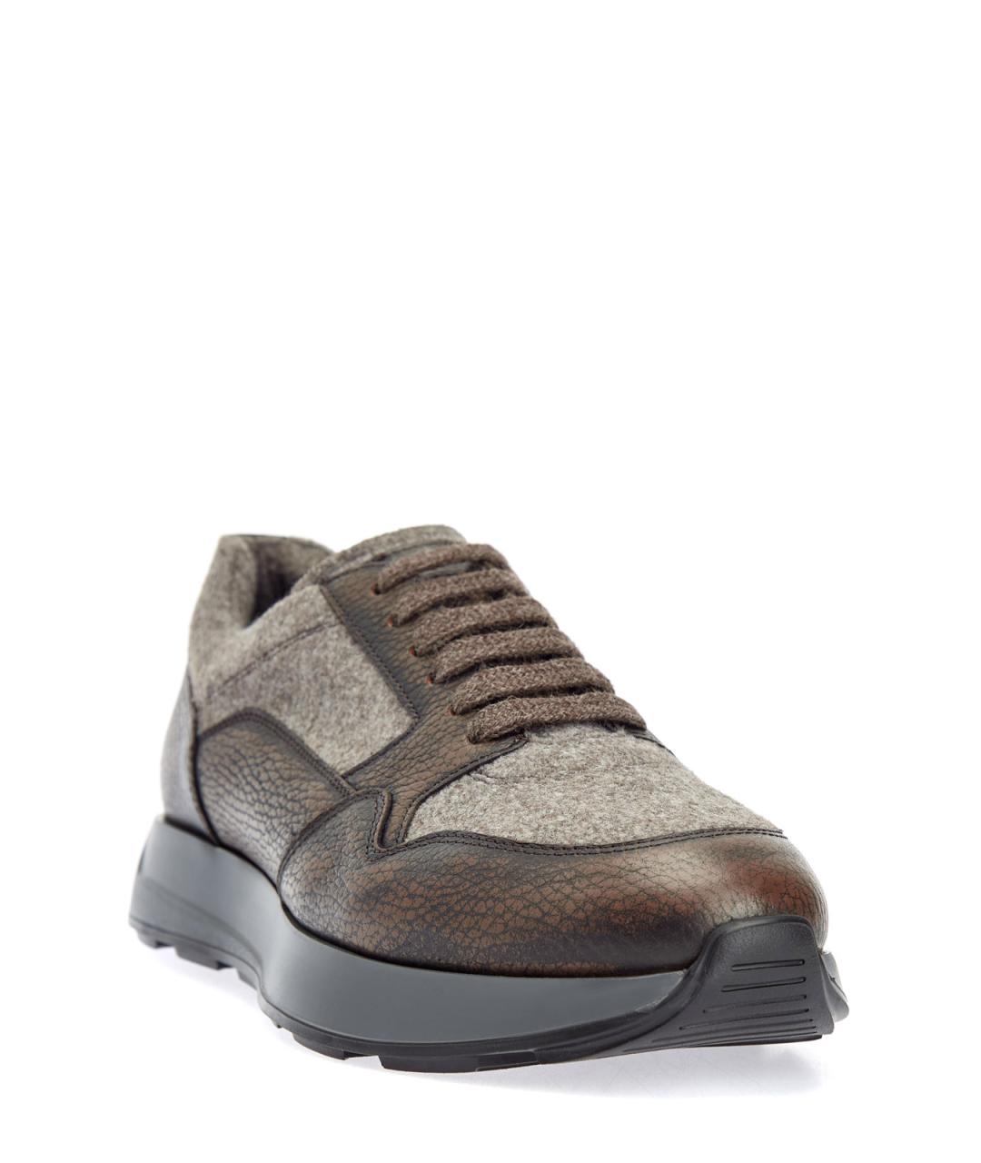 BARRETT Коричневые кожаные низкие кроссовки / кеды, фото 3