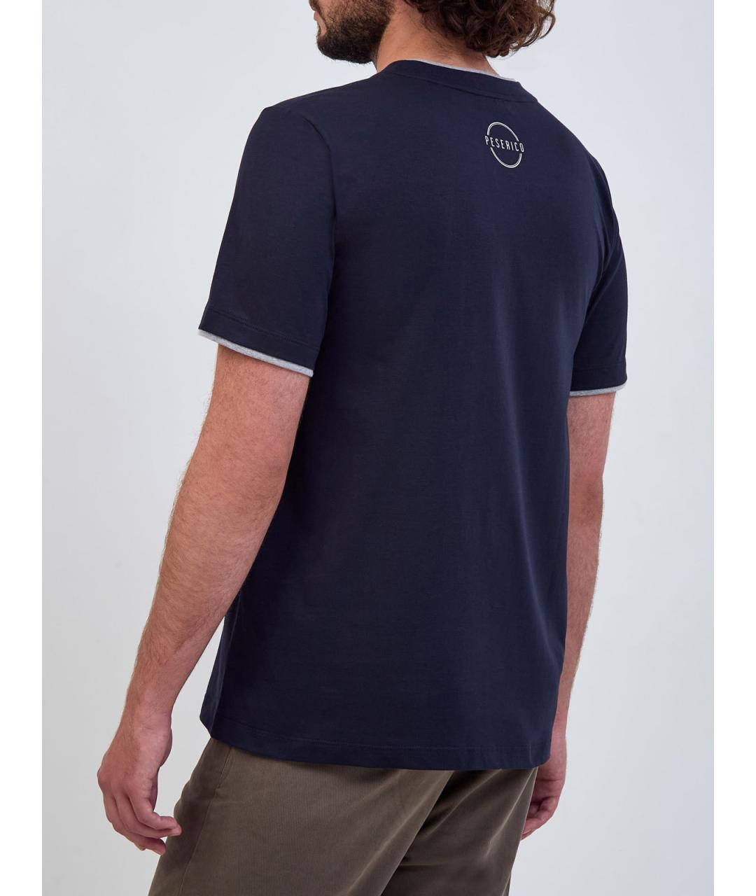 PESERICO Синяя хлопковая футболка, фото 4