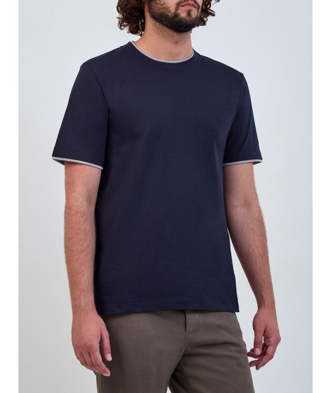 PESERICO Синяя хлопковая футболка, фото 3