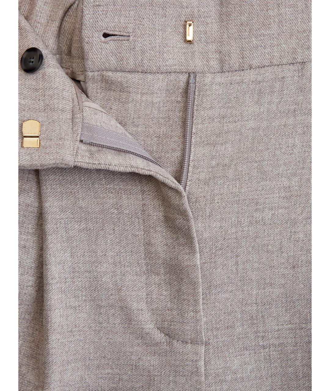 LORENA ANTONIAZZI Бежевые шерстяные брюки широкие, фото 6