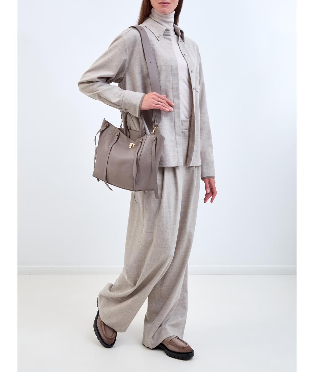 LORENA ANTONIAZZI Бежевые шерстяные брюки широкие, фото 2