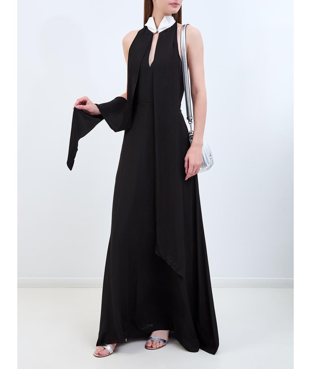 KARL LAGERFELD Черное вискозное повседневное платье, фото 2