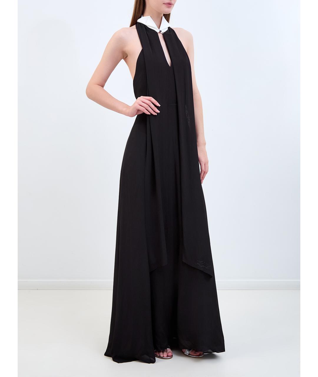 KARL LAGERFELD Черное вискозное повседневное платье, фото 4