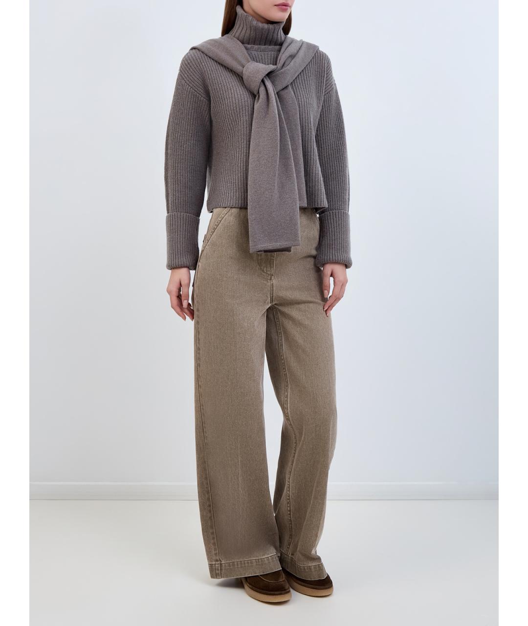 YVES SALOMON Коричневые хлопковые джинсы клеш, фото 2