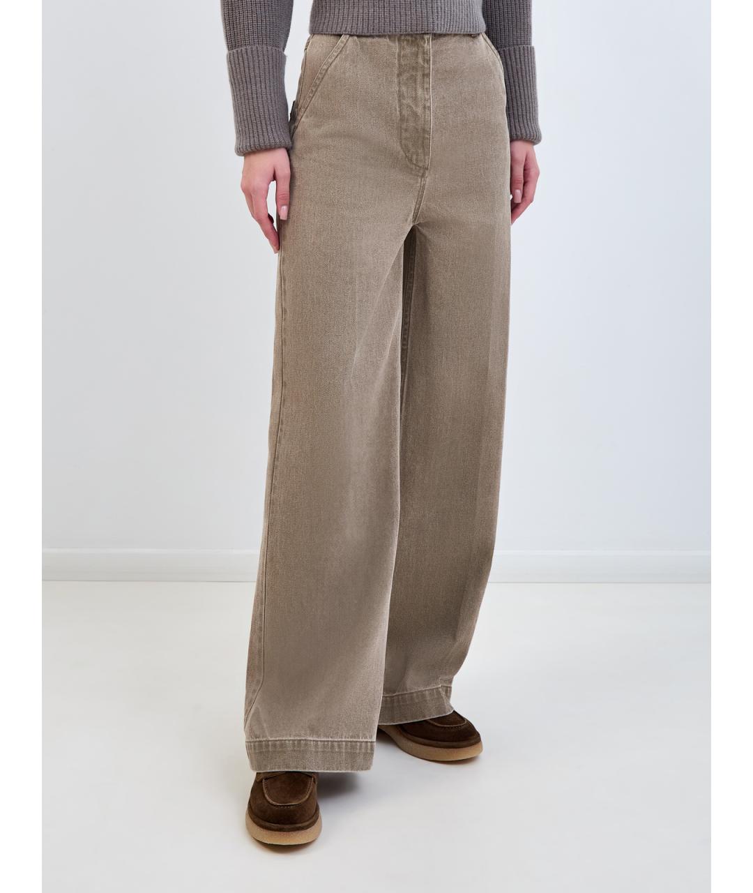 YVES SALOMON Коричневые хлопковые джинсы клеш, фото 3