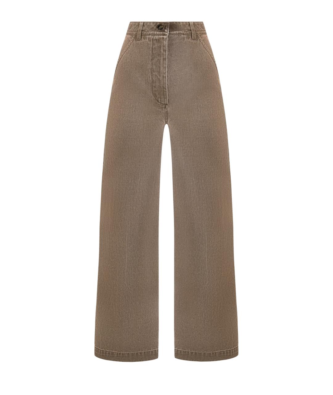 YVES SALOMON Коричневые хлопковые джинсы клеш, фото 1