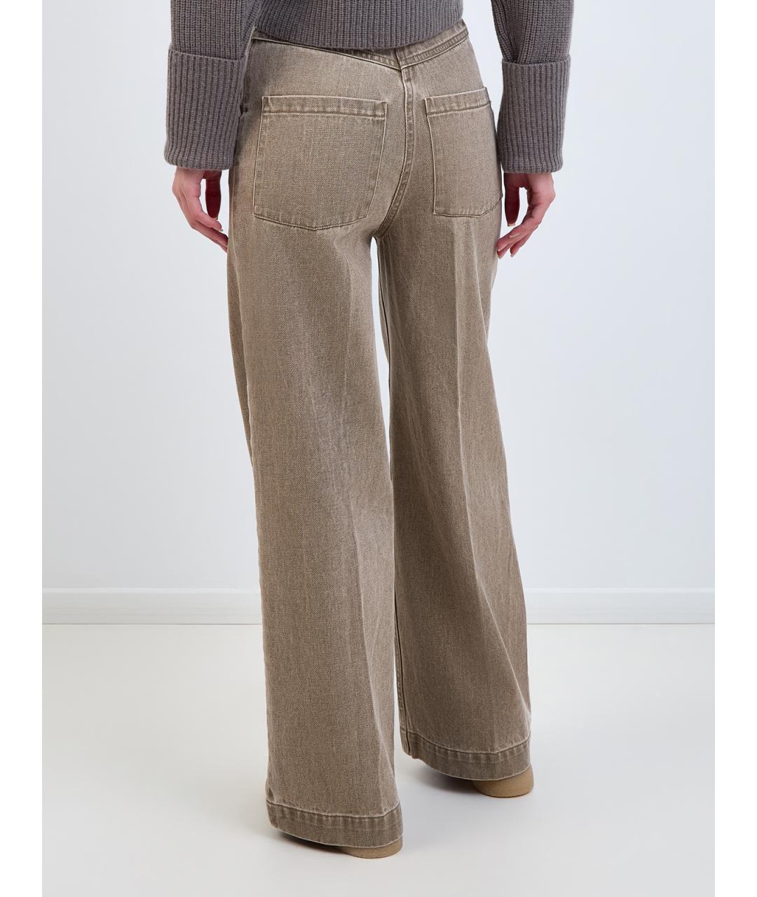 YVES SALOMON Коричневые хлопковые джинсы клеш, фото 4