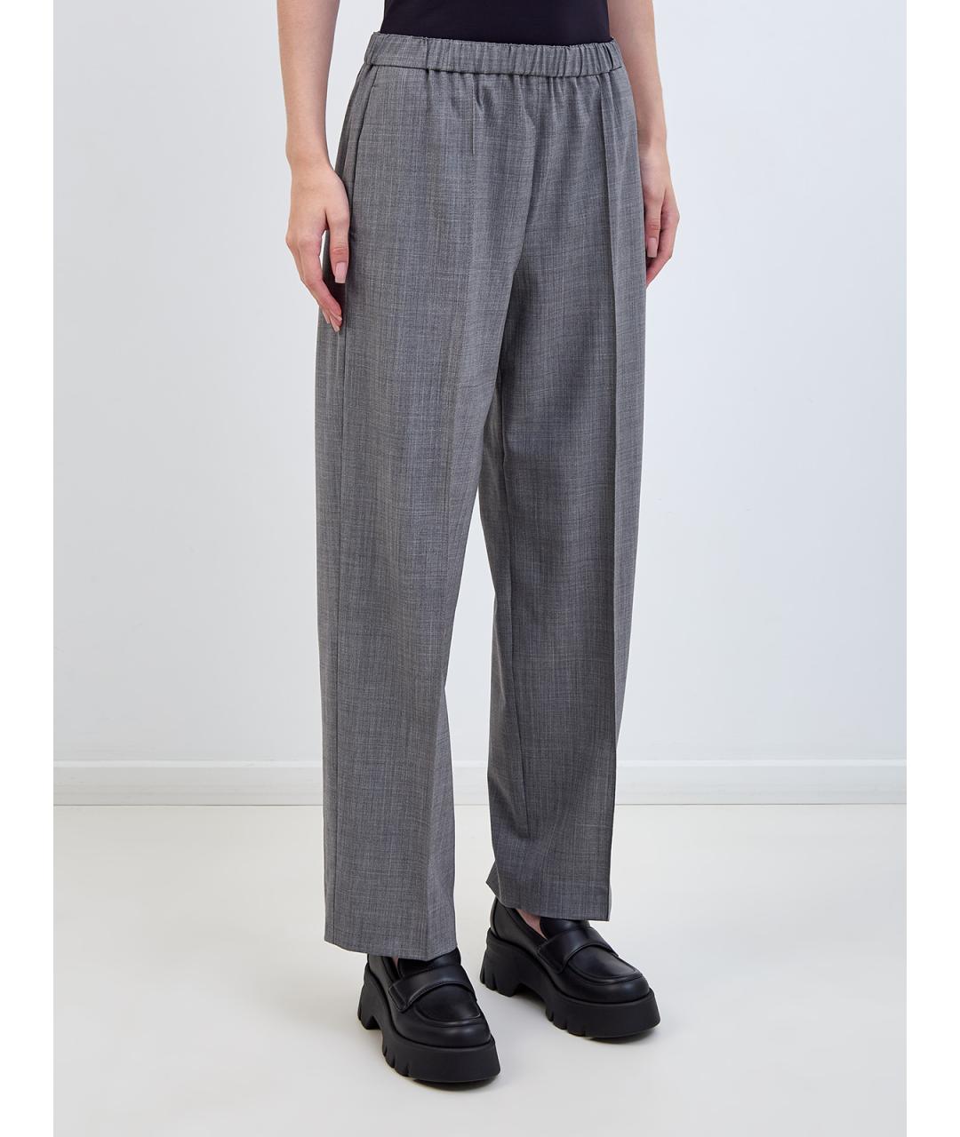 FABIANA FILIPPI Серые шерстяные прямые брюки, фото 3