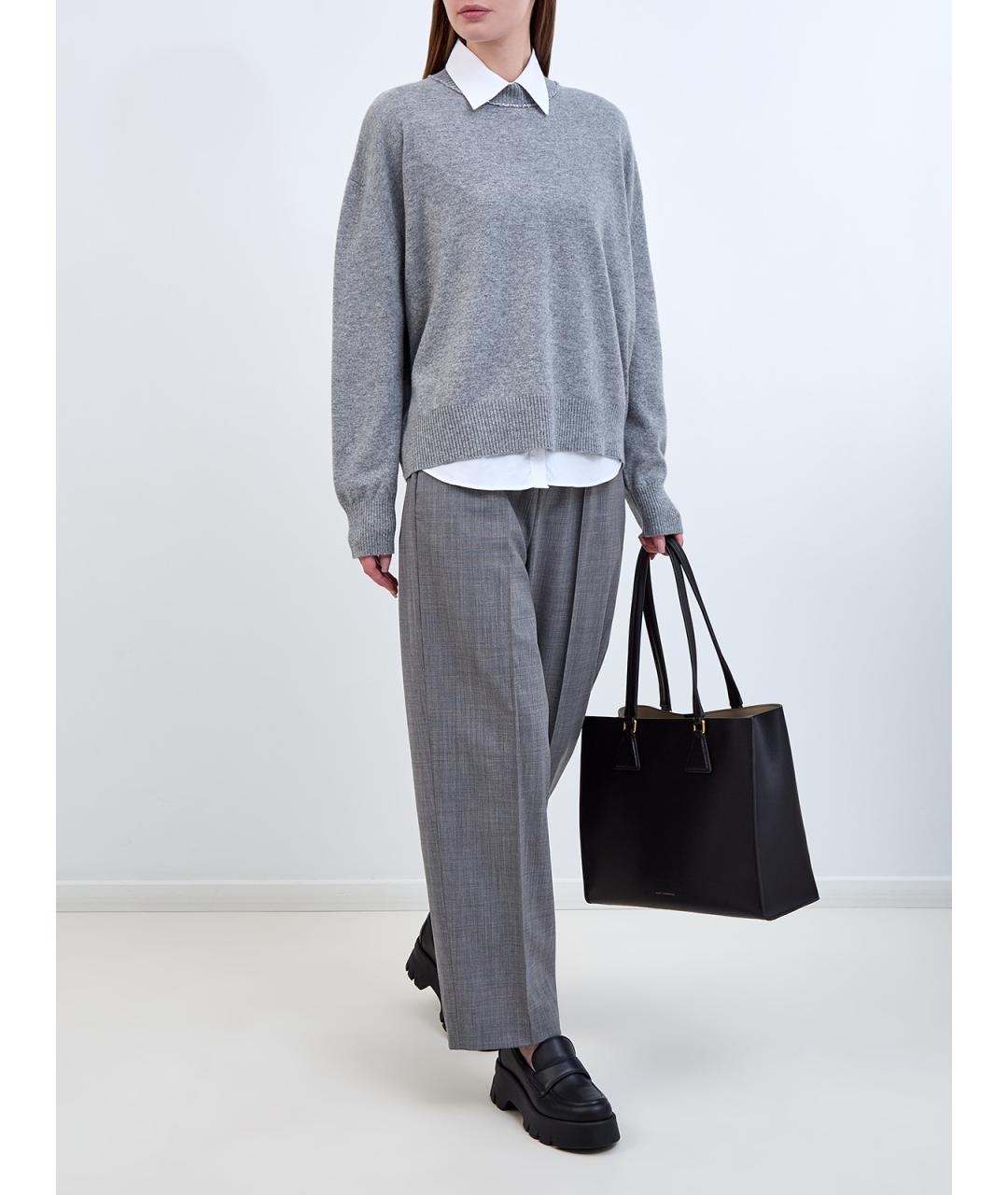 FABIANA FILIPPI Серые шерстяные прямые брюки, фото 2