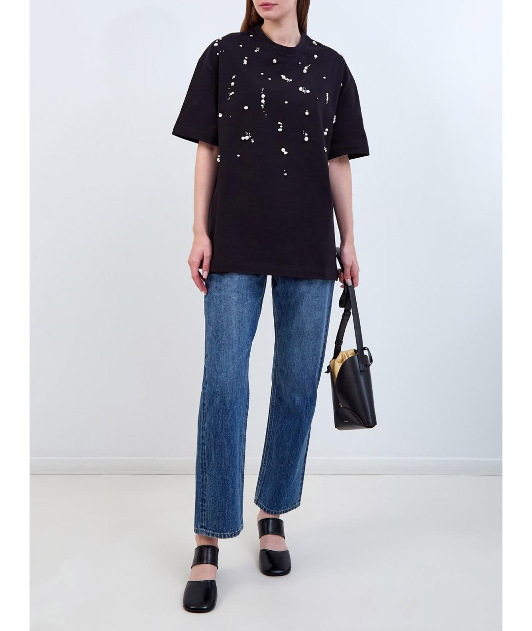 JIL SANDER Черная хлопковая футболка, фото 2