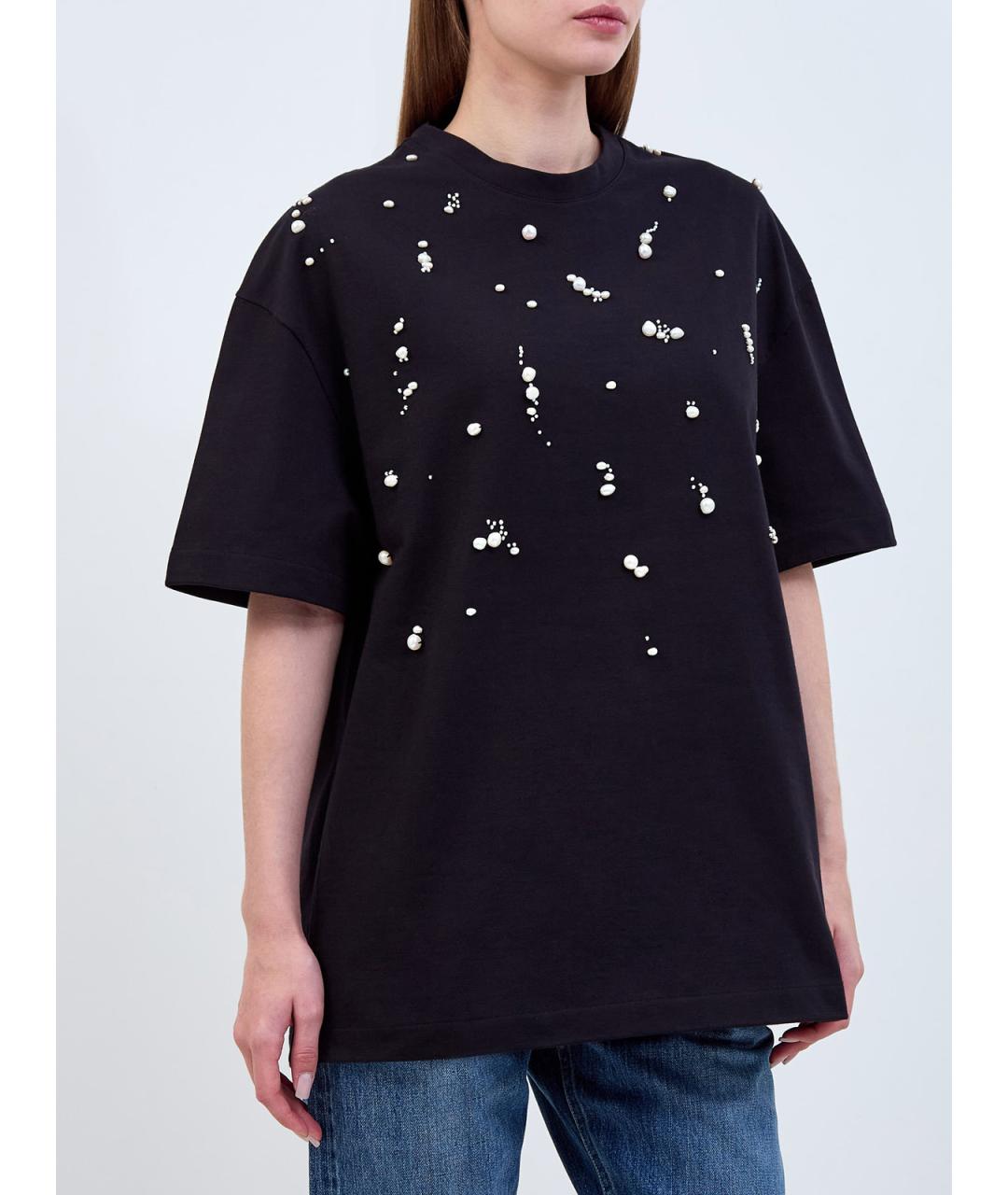 JIL SANDER Черная хлопковая футболка, фото 3