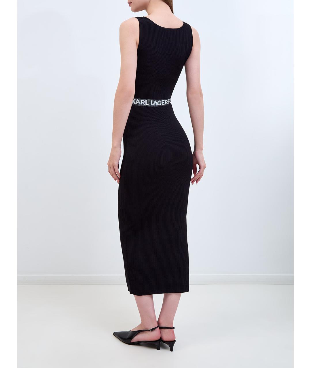 KARL LAGERFELD Черное вискозное повседневное платье, фото 4