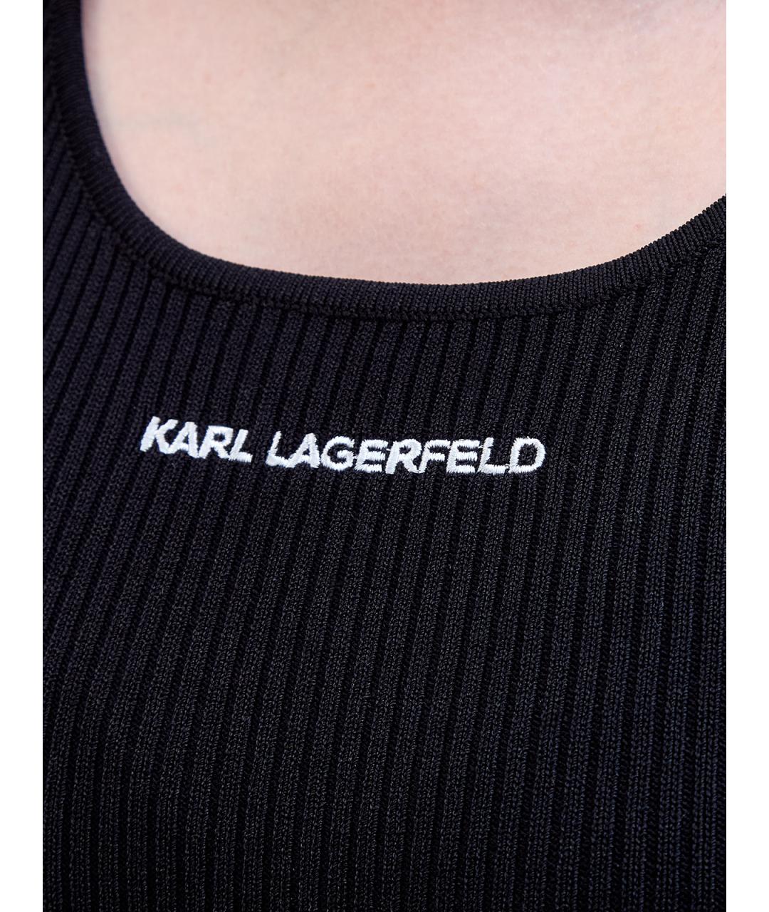 KARL LAGERFELD Черное вискозное повседневное платье, фото 5