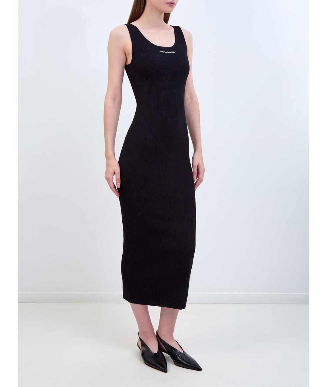 KARL LAGERFELD Черное вискозное повседневное платье, фото 3