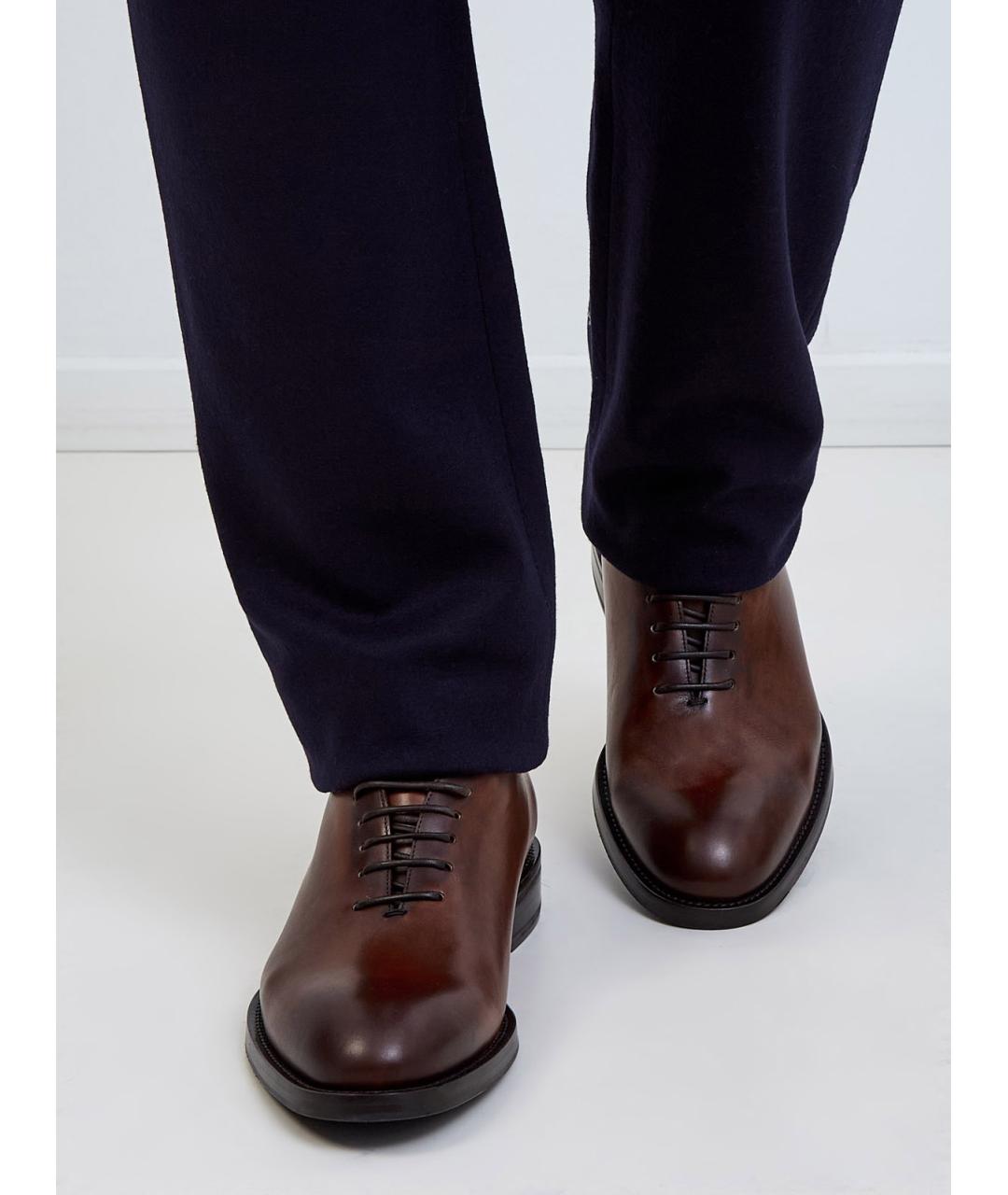 CANALI Коричневые кожаные туфли, фото 2