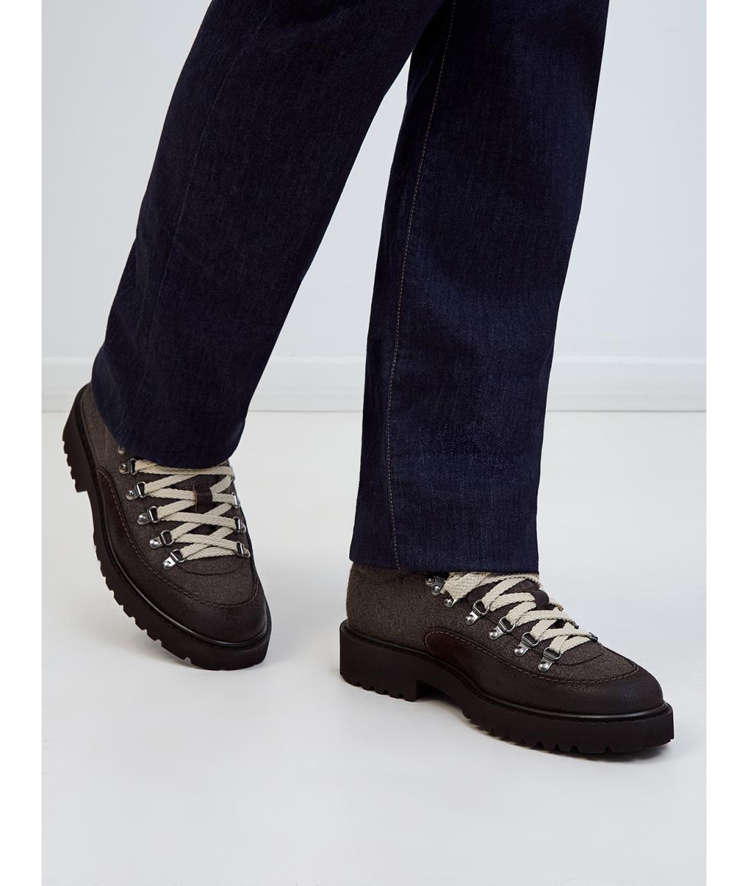 DOUCAL'S Коричневые текстильные низкие ботинки, фото 2