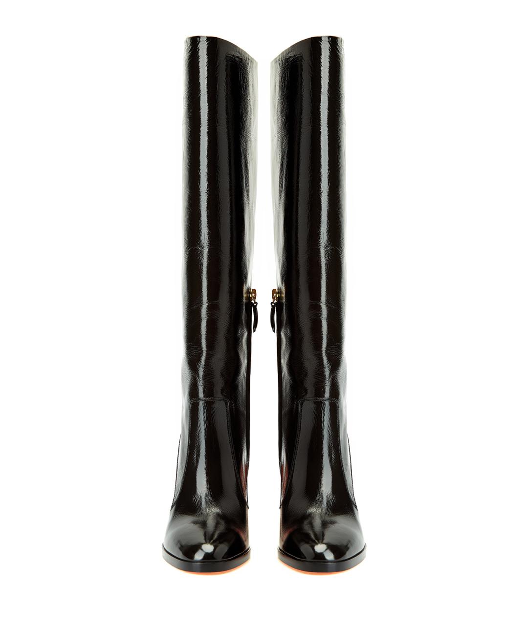 SANTONI Черные сапоги из лакированной кожи, фото 5