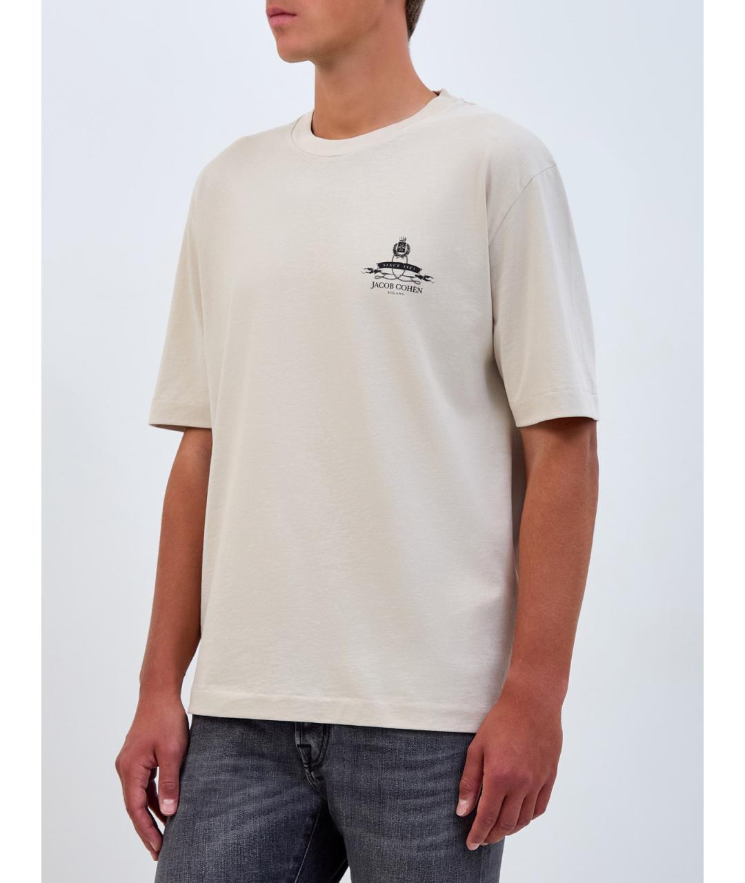 JACOB COHEN Бежевая хлопковая футболка, фото 3
