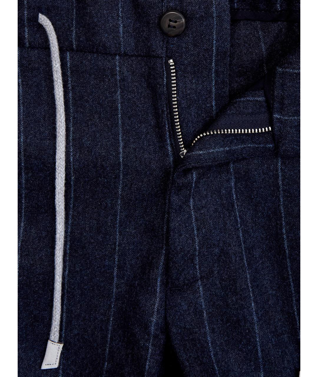 ELEVENTY Темно-синие шерстяные повседневные брюки, фото 6
