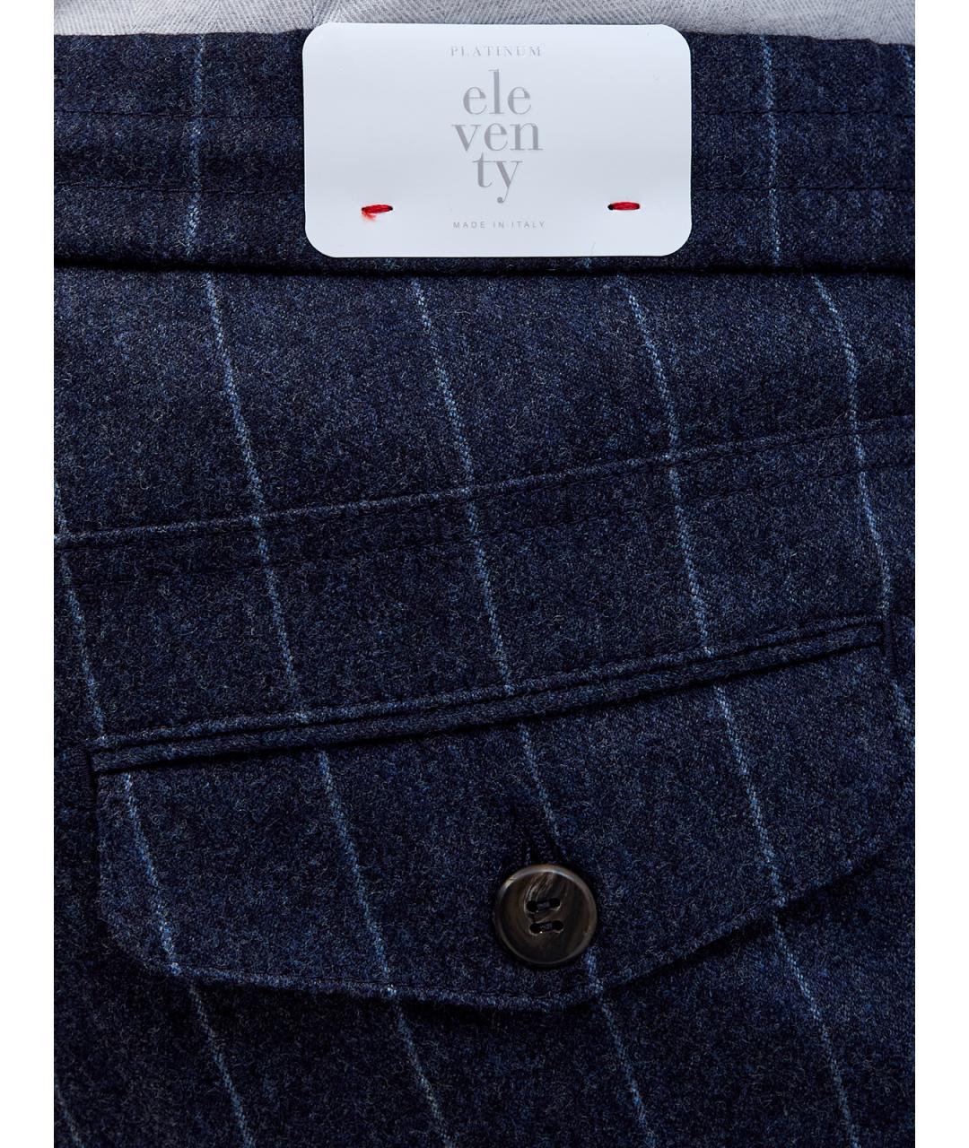 ELEVENTY Темно-синие шерстяные повседневные брюки, фото 5