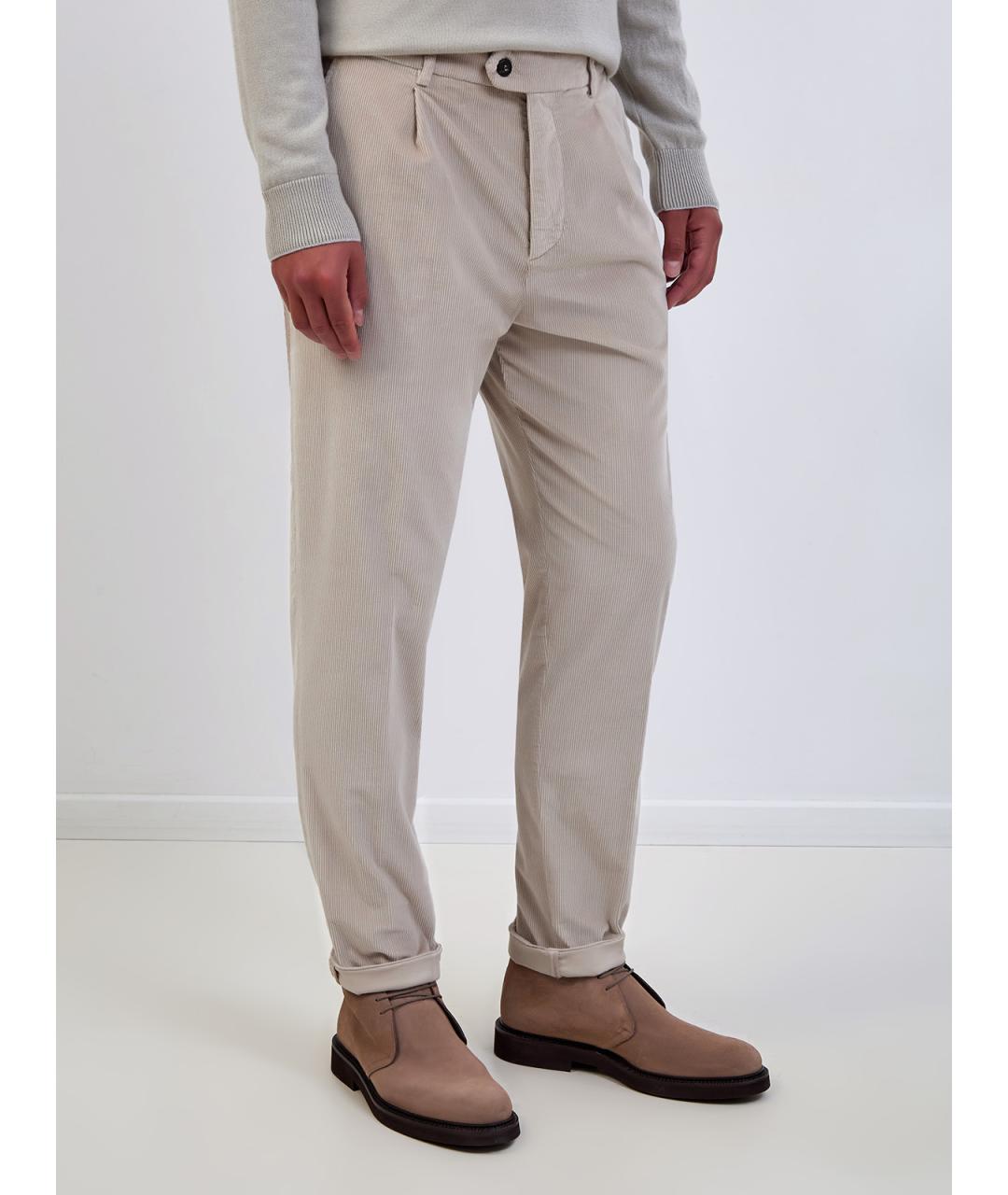 ELEVENTY Бежевые хлопковые повседневные брюки, фото 3