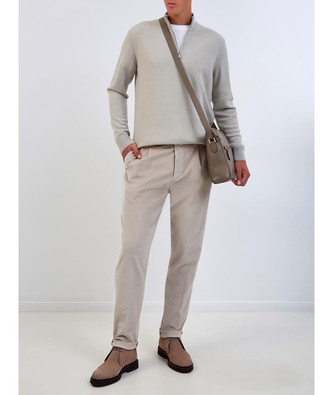 ELEVENTY Бежевые хлопковые повседневные брюки, фото 2