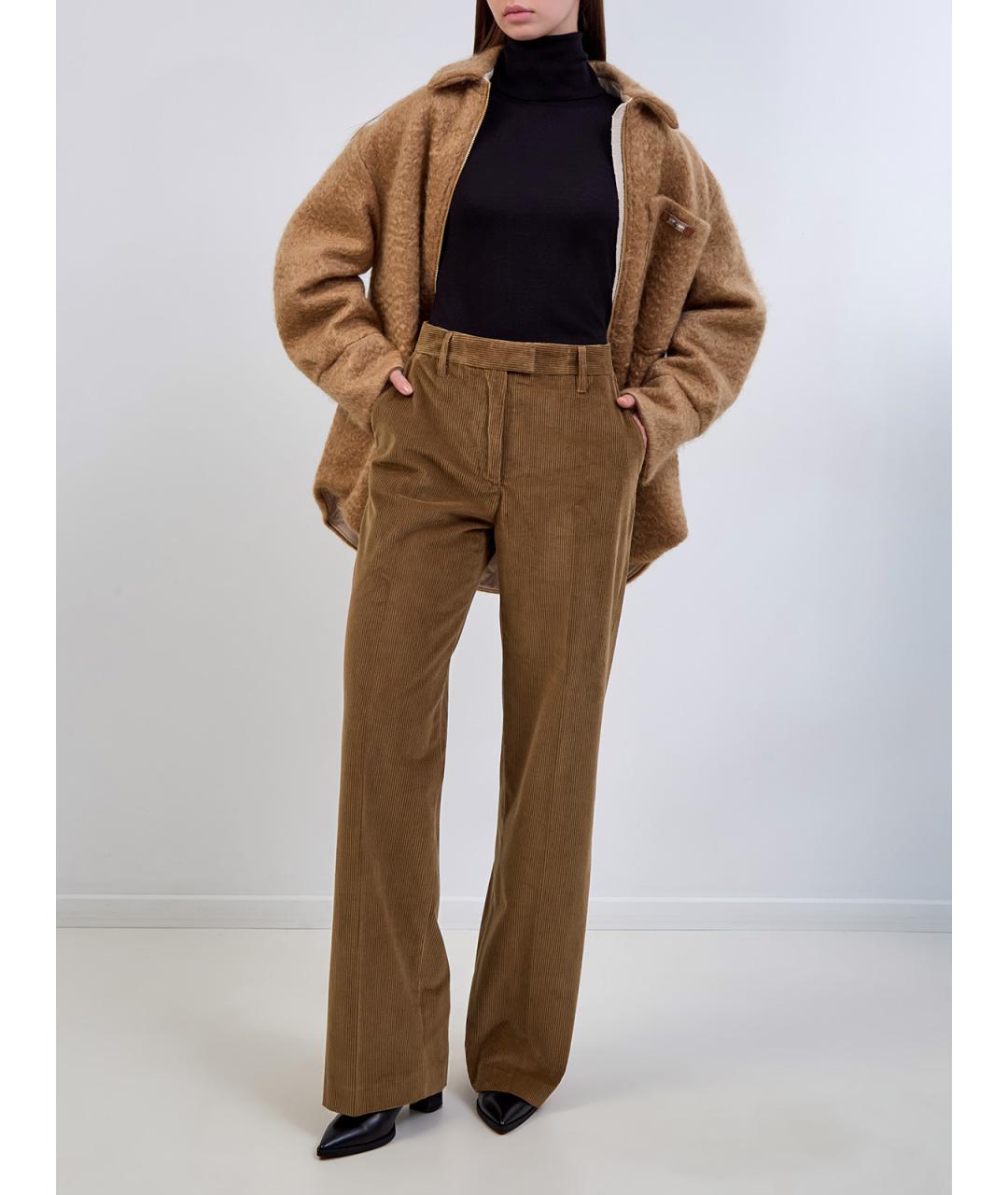 JACOB COHEN Коричневые хлопковые прямые брюки, фото 2