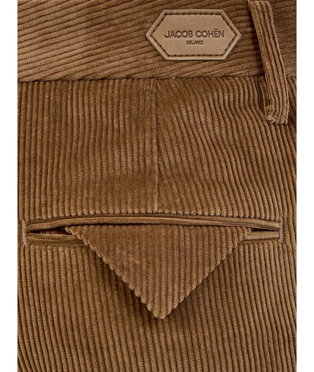 JACOB COHEN Коричневые хлопковые прямые брюки, фото 5