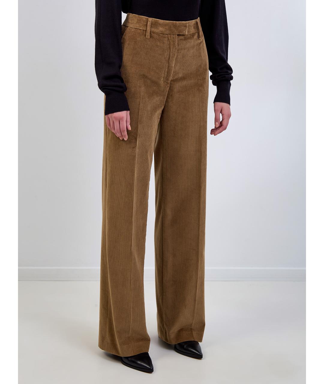 JACOB COHEN Коричневые хлопковые прямые брюки, фото 3