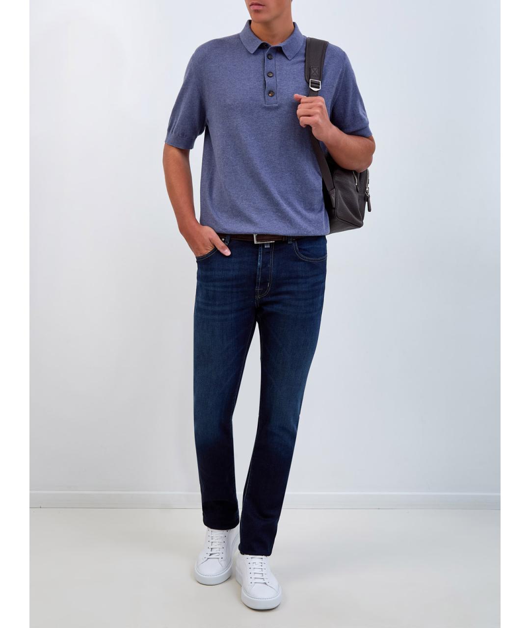 JACOB COHEN Синие хлопковые прямые джинсы, фото 2