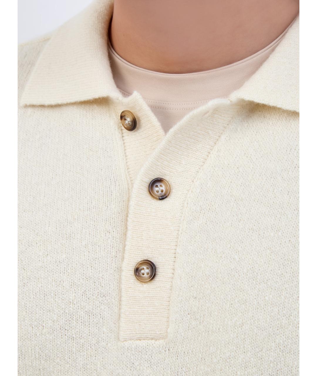 ELEVENTY Бежевое поло с длинным рукавом, фото 5