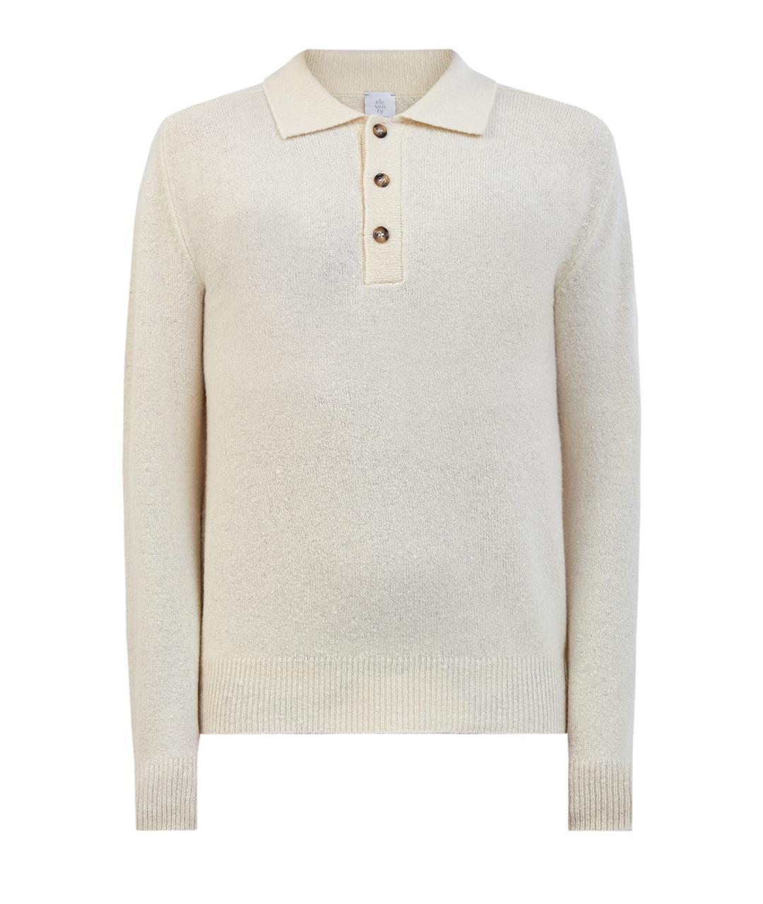 ELEVENTY Бежевое поло с длинным рукавом, фото 1