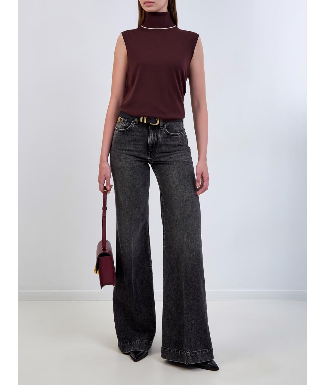 JACOB COHEN Антрацитовые хлопковые джинсы клеш, фото 2