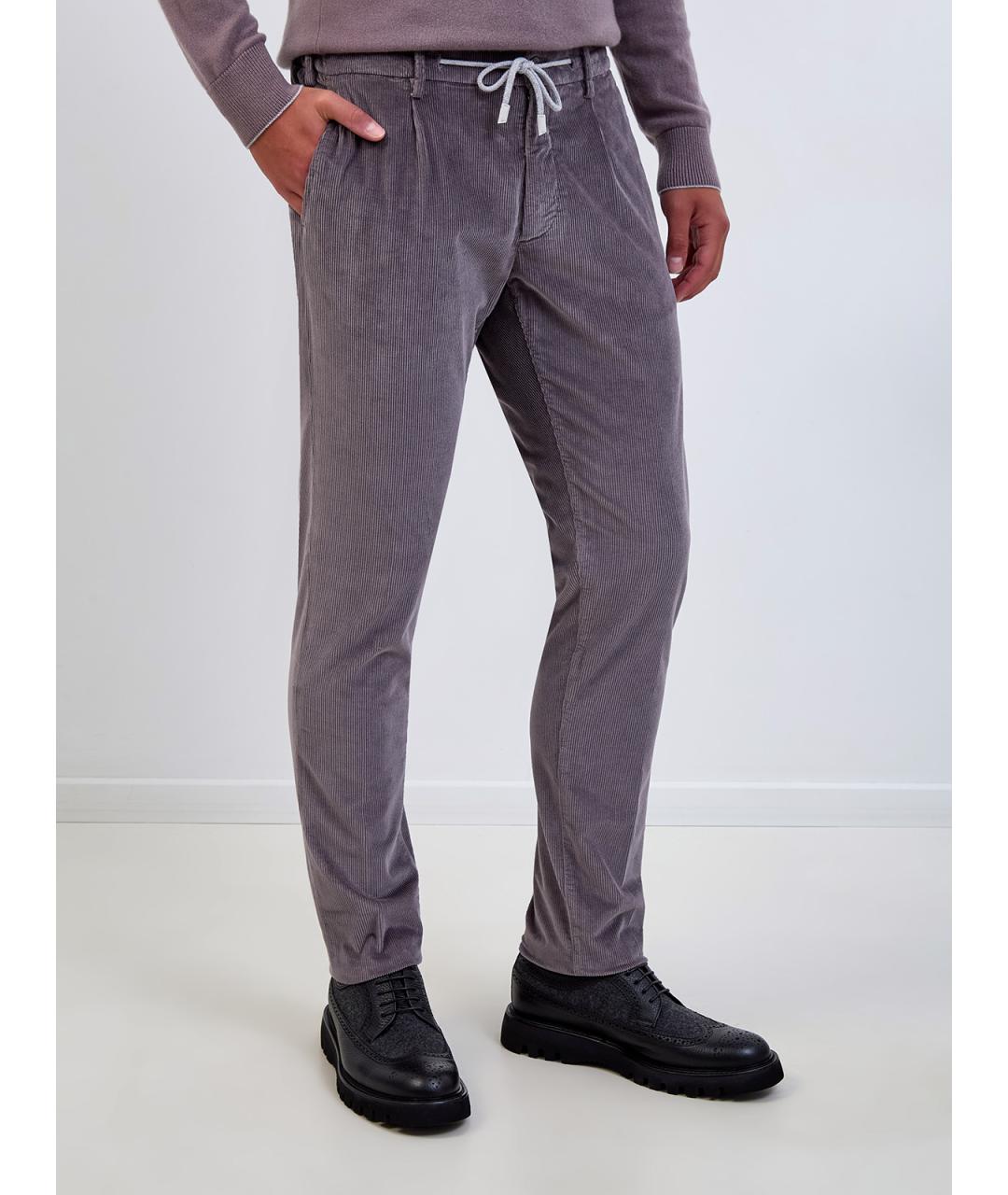ELEVENTY Фиолетовые хлопковые повседневные брюки, фото 3
